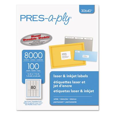 View larger image of Labels, Inkjet/Laser Printers, 0.5 x 1.75, White, 80/Sheet, 100 Sheets/Pack