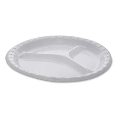 View larger image of Placesetter Deluxe Laminated Foam Dinnerware, 3-Compartment Plate, 10.25" dia, White, 540/Carton