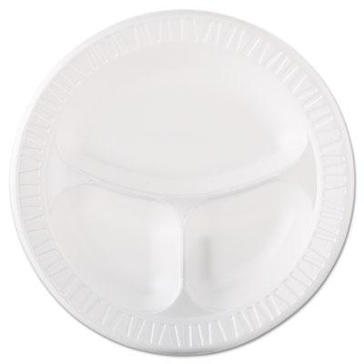 View larger image of Quiet Class Laminated Foam Dinnerware, Plates, 3-Compartment, 10.25" dia, White, 125/Pack, 4 Packs/Carton