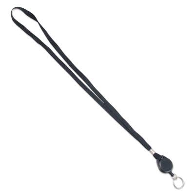 View larger image of Lanyards with Retractable ID Reels, Metal Split Ring Fastener, 34" Long, Black, 12/Pack