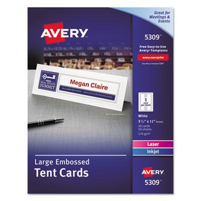 View larger image of Large Embossed Tent Card, White, 3 1/2 x 11, 1 Card/Sheet, 50/Box