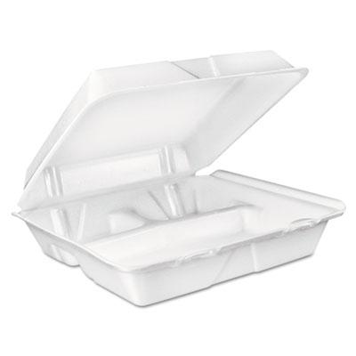 View larger image of Large Foam Carryout, Food Container, 3-Compartment, White, 9-2/5x9x3