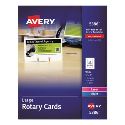 View larger image of Large Rotary Cards, Laser/Inkjet, 3 x 5, 3 Cards/Sheet, 150 Cards/Box