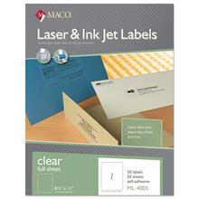Laser/Inkjet Matte Clear Full Sheet Labels, Inkjet/Laser Printers, 8.5 x 11, Clear, 50/Box