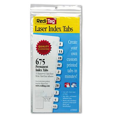 View larger image of Laser Printable Index Tabs, 1/12-Cut, White, 0.44" Wide, 675/Pack