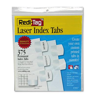 View larger image of Laser Printable Index Tabs, 1/5-Cut, White, 1.13" Wide, 375/Pack