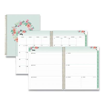 View larger image of Laurel Academic Year Weekly/monthly Planner, Floral Artwork, 11 X 8.5, Green/pink Cover, 12-Month (july-June): 2021-2022