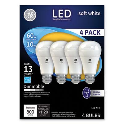 View larger image of LED Soft White A19 Dimmable Light Bulb, 10 W, 4/Pack