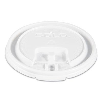 View larger image of Lift Back and Lock Tab Lids for Paper Cups, Fits 8 oz Cups, White, 100/Sleeve, 10 Sleeves/Carton