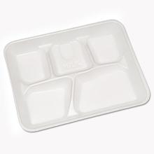 Foam School Trays, 5-Compartment, 8.25 x 10.5 x 1,  White, 500/Carton
