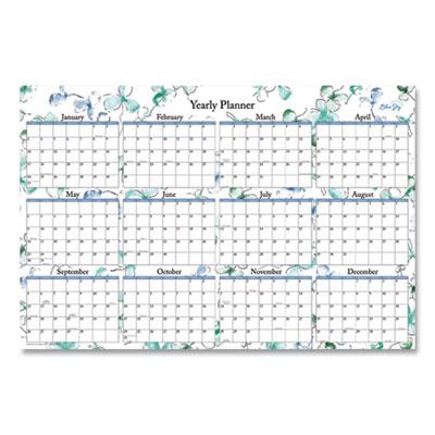 View larger image of Lindley Laminated Erasable Wall Calendar, Lindley Floral Artwork, 36 x 24, White/Blue/Green Sheets, 12-Month (Jan-Dec): 2023