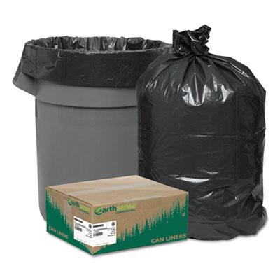 View larger image of Linear Low Density Recycled Can Liners, 45 gal, 1.25 mil, 40" x 46", Black, 10 Bags/Roll, 10 Rolls/Carton