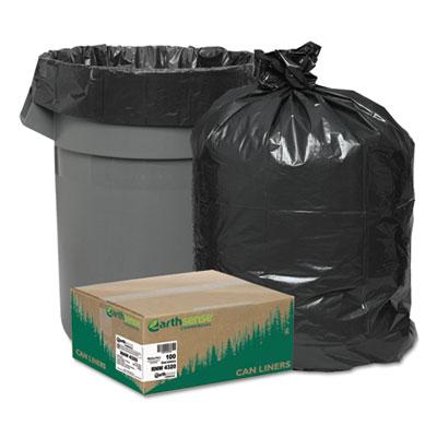 View larger image of Linear Low Density Recycled Can Liners, 56 gal, 2 mil, 43" x 47", Black, 10 Bags/Roll, 10 Rolls/Carton