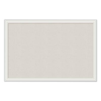 View larger image of Linen Bulletin Board with Decor Frame, 30 x 20, Tan Surface, White Wood Frame
