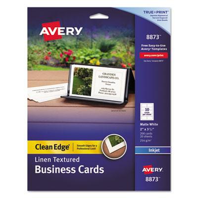 View larger image of Linen Texture True Print Business Cards, Inkjet, 2 x 3 1/2, Linen White, 200/Pk