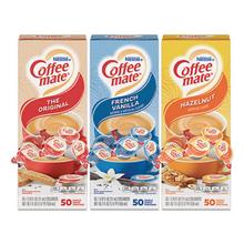 Liquid Coffee Creamer, French Vanilla/Hazelnut/Original, 0.38 oz Mini Cups, 150 Cups/Carton