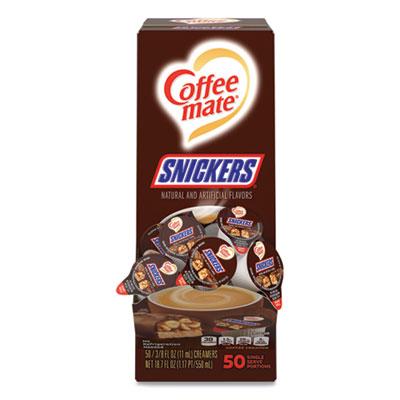 View larger image of Liquid Coffee Creamer, Snickers, 0.38 oz Mini Cups, 50 Cups/Box