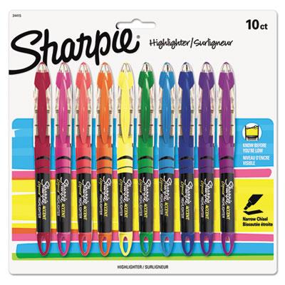 View larger image of Liquid Pen Style Highlighters, Chisel Tip, Assorted Colors, 10/Set