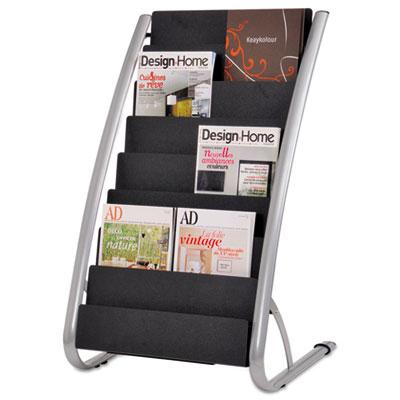 View larger image of Literature Floor Rack, 16 Pocket, 23w x 19.67d x 36.67h, Silver Gray/Black