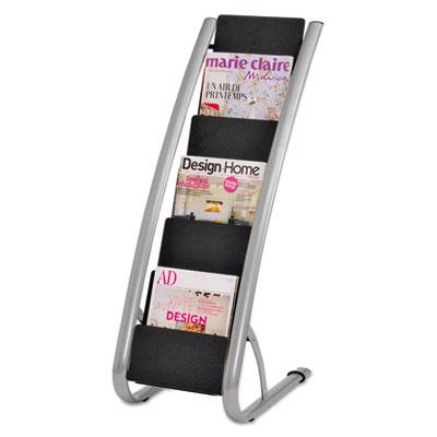 View larger image of Literature Floor Rack, 6 Pocket, 13.33w x 19.67d x 36.67h, Silver Gray/Black