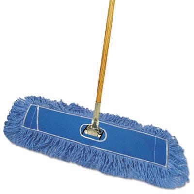 View larger image of Looped-End Dust Mop Kit, 24 x 5, 60" Metal/Wood Handle, Blue/Natural