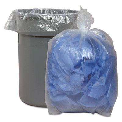 View larger image of Recycled Low-Density Polyethylene Can Liners, 60 gal, 1.75 mil, 38" x 58", Clear, 10 Bags/Roll, 10 Rolls/Carton