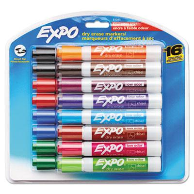 View larger image of Low-Odor Dry-Erase Marker, Broad Chisel Tip, Assorted Colors, 16/Set