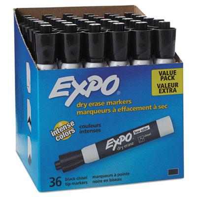 View larger image of Low-Odor Dry-Erase Marker, Broad Chisel Tip, Black, 36/Box