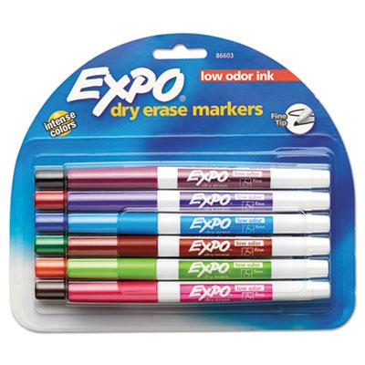 View larger image of Low-Odor Dry-Erase Marker, Fine Bullet Tip, Assorted Colors, 12/Set