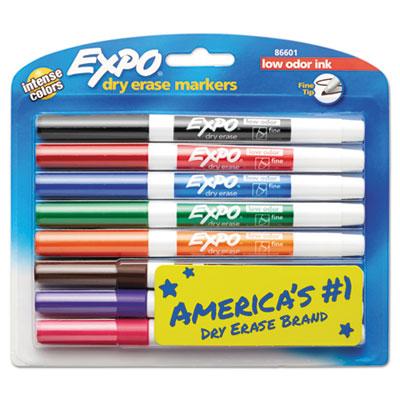 View larger image of Low-Odor Dry-Erase Marker, Fine Bullet Tip, Assorted Colors, 8/Set