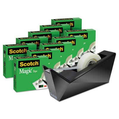 View larger image of Magic Tape Desktop Dispenser Value Pack, 1" Core, 0.75" x 83.33 ft, Clear, 10/Pack