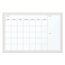 Magnetic Dry Erase Calendar with Decor Frame, One Month, 30 x 20, White Surface, White Wood Frame