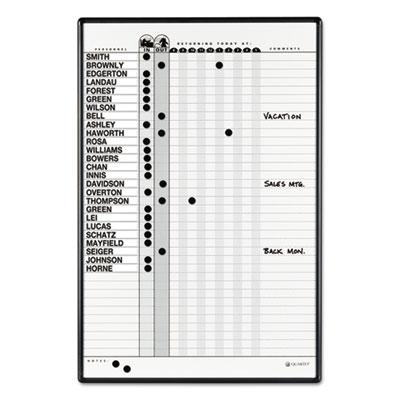 View larger image of Employee In/Out Board System, Up to 36 Employees, 24 x 36, Porcelain White/Gray Surface, Black Aluminum Frame