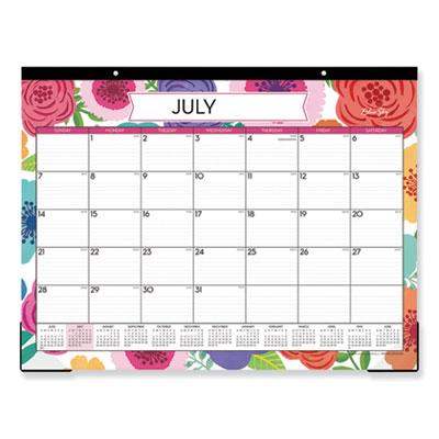 View larger image of Mahalo Academic Desk Pad, Floral Artwork, 22 x 17, Black Binding, Clear Corners, 12-Month (July to June): 2023 to 2024