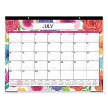 Mahalo Academic Desk Pad, Floral Artwork, 22 X 17, Black Binding, Clear Corners, 12-Month (july-June): 2021-2022