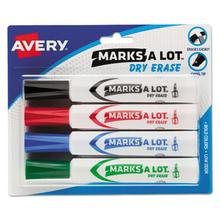 MARKS A LOT Desk-Style Dry Erase Marker, Broad Chisel Tip, Assorted Colors, 4/Set