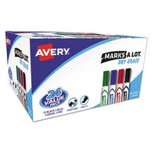 MARKS A LOT Desk-Style Dry Erase Marker Value Pack, Broad Chisel Tip, Assorted Colors, 24/Pack