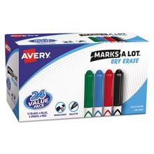 MARKS A LOT Pen-Style Dry Erase Marker Value Pack, Medium Chisel Tip, Assorted Colors, 24/Set
