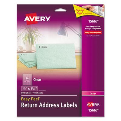 View larger image of Matte Clear Easy Peel Mailing Labels w/ Sure Feed Technology, Laser Printers, 0.5 x 1.75, Clear, 80/Sheet, 10 Sheets/Pack