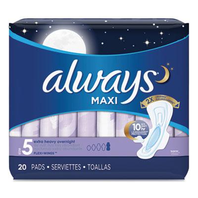 View larger image of Maxi Pads, Extra Heavy Overnight, 20/pack, 6 Packs/carton