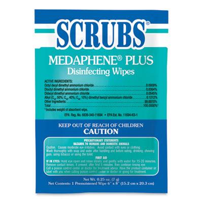 View larger image of MEDAPHENE Plus Disinfectant Wet Wipes, 1-Ply, 6 x 8, Citrus, White, Individual Foil Packets, 100/Carton