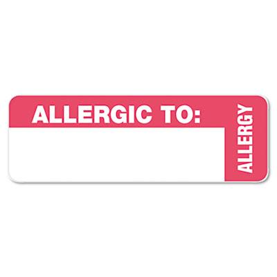 View larger image of Medical Labels, ALLERGIC TO, 1 x 3, White, 500/Roll