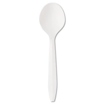 View larger image of Mediumweight Polystyrene Cutlery, Soup Spoon, White, 1000/Carton