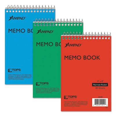View larger image of Memo Pads, Narrow Rule, Assorted Cover Colors, 40 White 4 X 6 Sheets, 3/pack