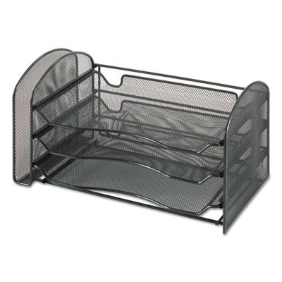 View larger image of Mesh Desk Organizer, 1 Vertical/3 Horizontal Sections, 16 1/4 x 9 x 8, Black