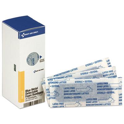 View larger image of Metal Detectable Adhesive Bandages, Foam, Blue, 1 x 3, 25/Box