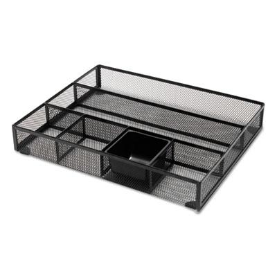 View larger image of Metal Mesh Drawer Organizer, Six Compartments, 15 X 11.88 X 2.5, Black