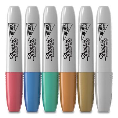 View larger image of Metallic Permanent Marker, Medium Chisel Tip, Assorted, 6/Pack