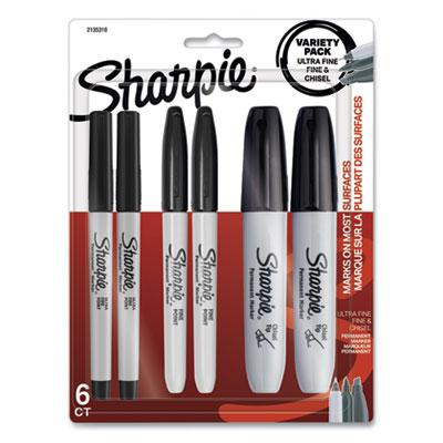View larger image of Mixed Point Size Permanent Markers, Assorted Tips, Black, 6/Pack