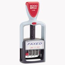 Model S 360 Two-Color Message Dater, 1.75 x 1, "Faxed," Self-Inking, Blue/Red